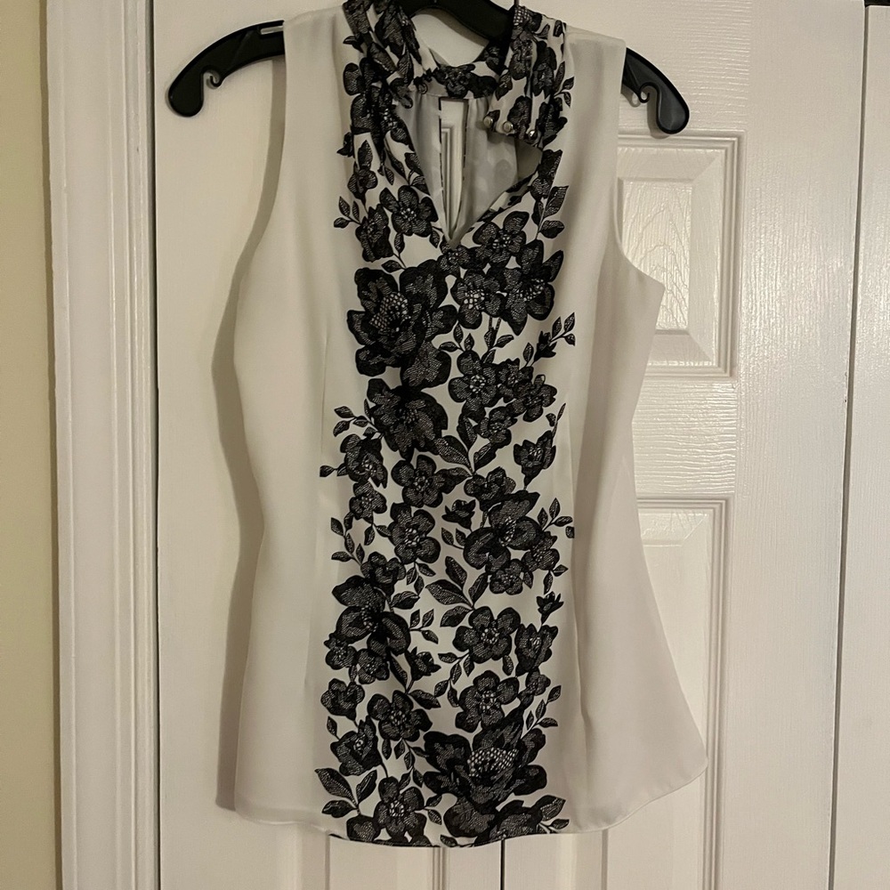 Elegant Black and White Floral Women's Top